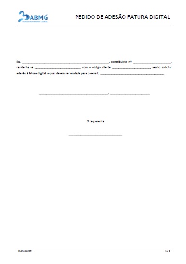 Pedido de Adesão Fatura Digital