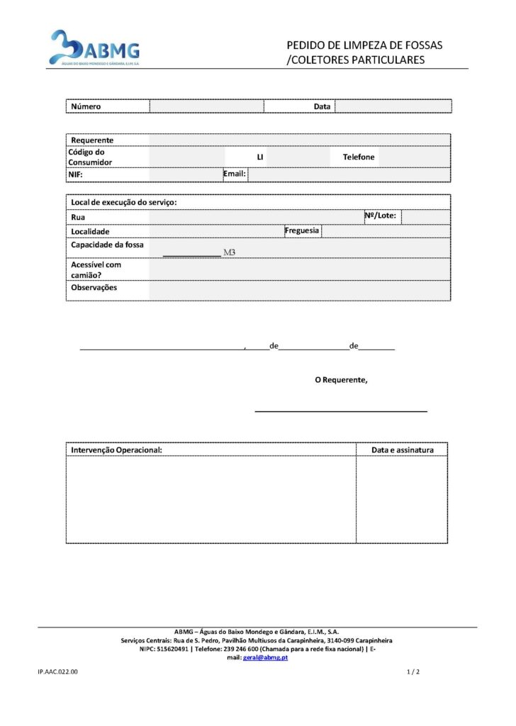 IP AAC 022   Pedido de limpeza de fossa desobstrução Page 1